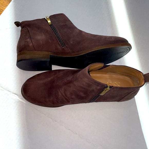 Franco Sarti ankle boots 9 wine brown very good condition leather fabric upper - Picture 4 of 14
